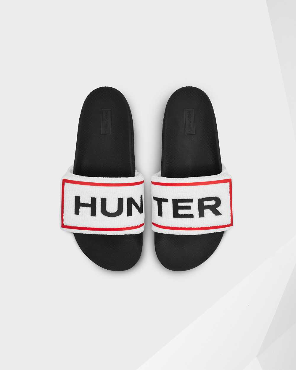 Hunter Original Terry Towelling Logo Adjustable Women's Slides NZ-02945Y Black